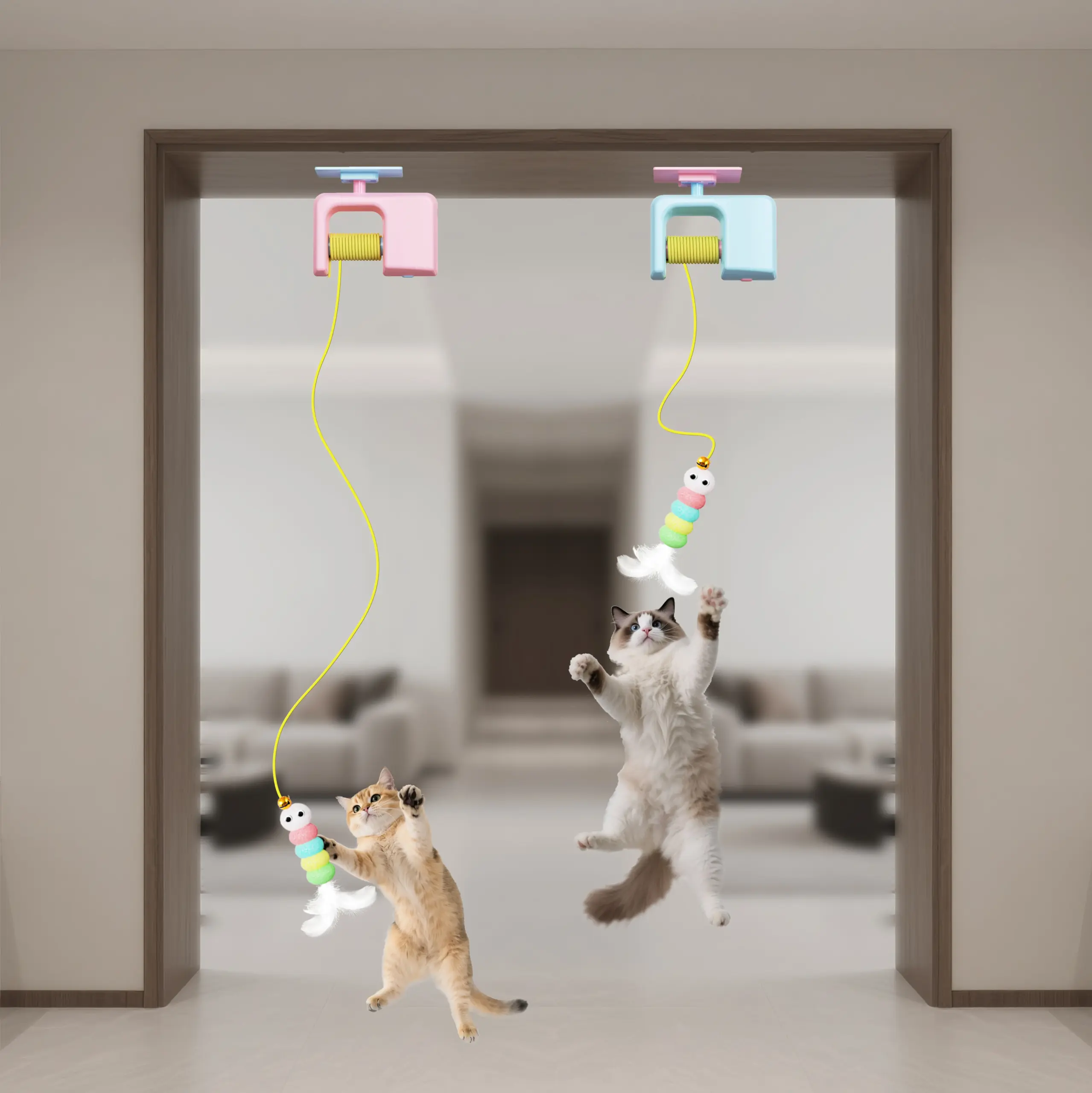 Pet Stress Relief Toys for Cats, Rechargeable Interactive Hanging Door Cat Toy, Automatic Electric Flying Bird Cat Toy for Hunt - Imagem 3