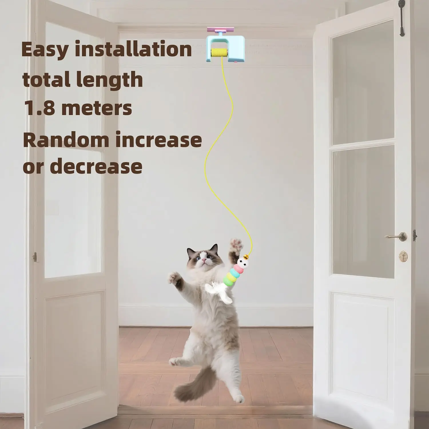 Pet Stress Relief Toys for Cats, Rechargeable Interactive Hanging Door Cat Toy, Automatic Electric Flying Bird Cat Toy for Hunt - Imagem 6