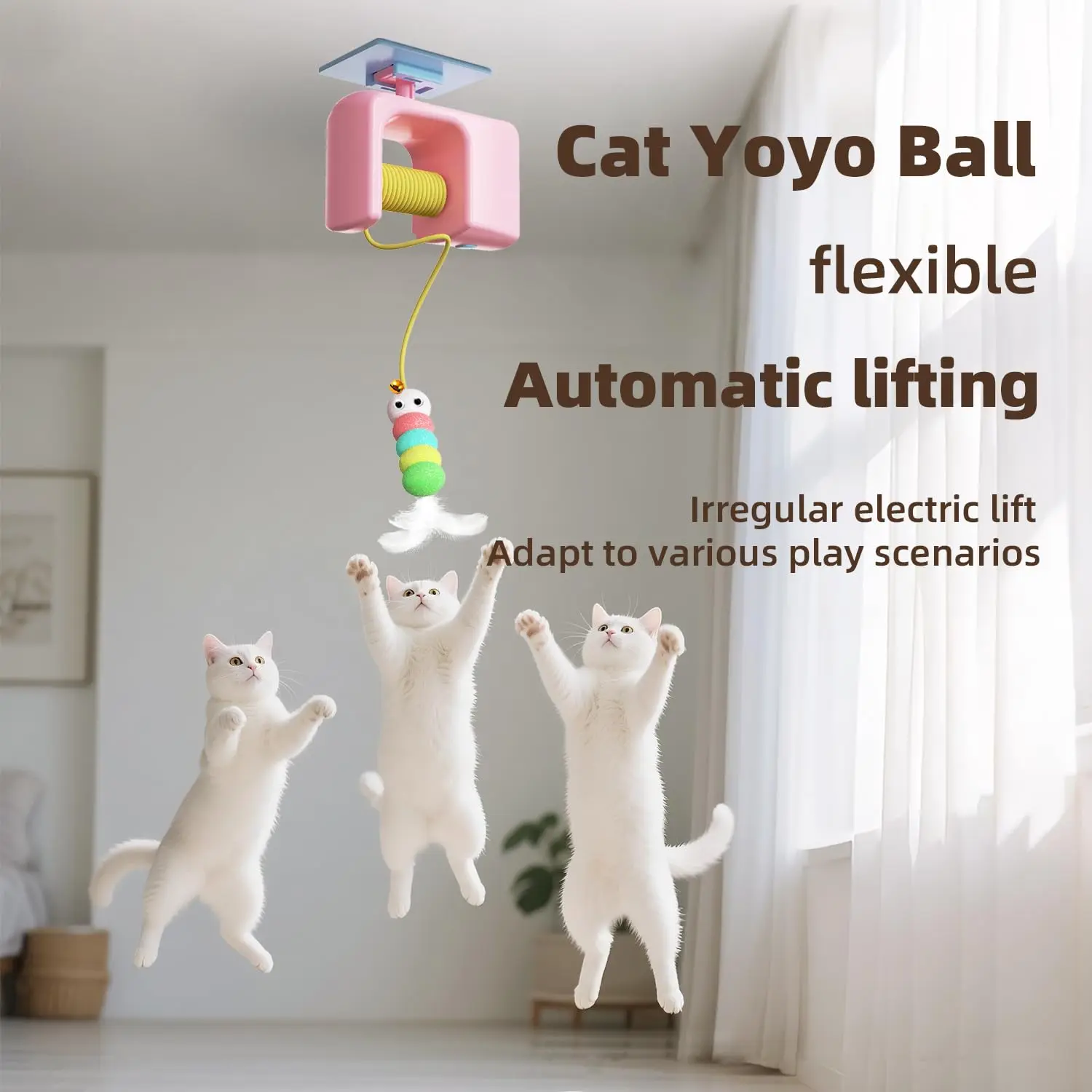Pet Stress Relief Toys for Cats, Rechargeable Interactive Hanging Door Cat Toy, Automatic Electric Flying Bird Cat Toy for Hunt - Imagem 5